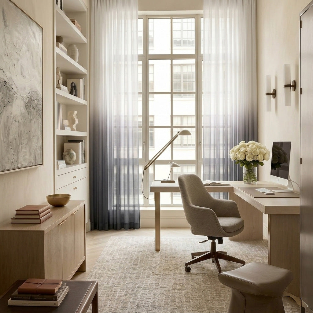 White to Grey Ombre Sheer Curtain