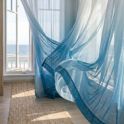 White to Blue Ombre Sheer Curtains