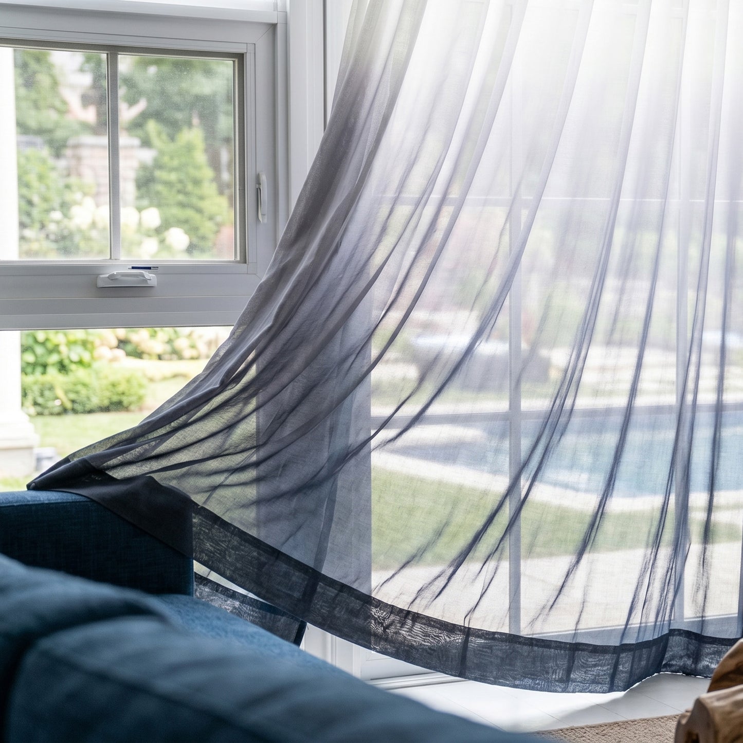 White to Grey Ombre Sheer Curtain