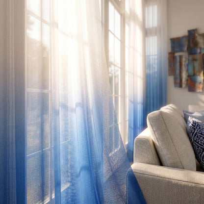 White to Blue Ombre Sheer Curtains