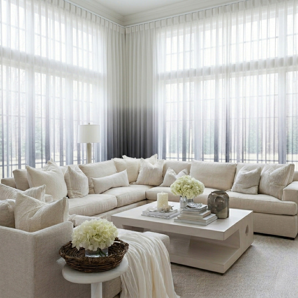 White to Grey Ombre Sheer Curtain
