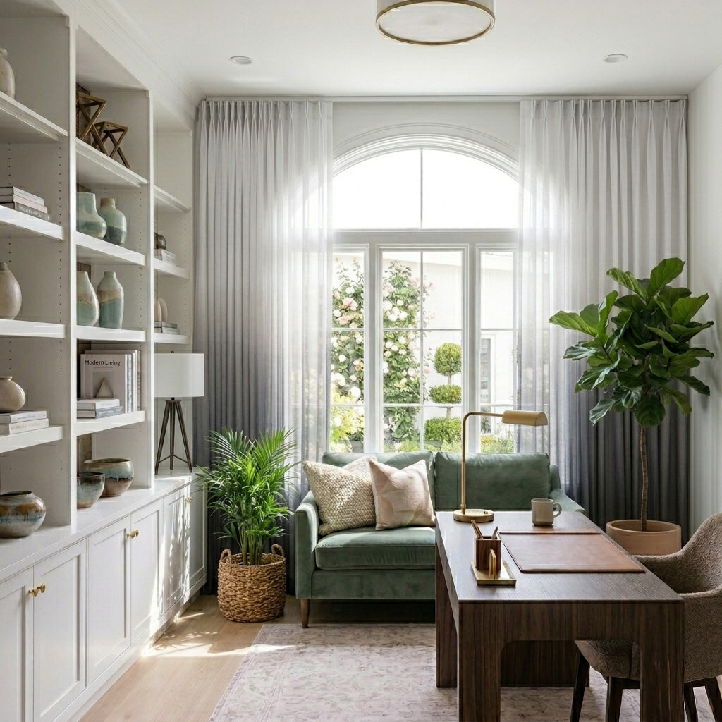 White to Grey Ombre Sheer Curtain