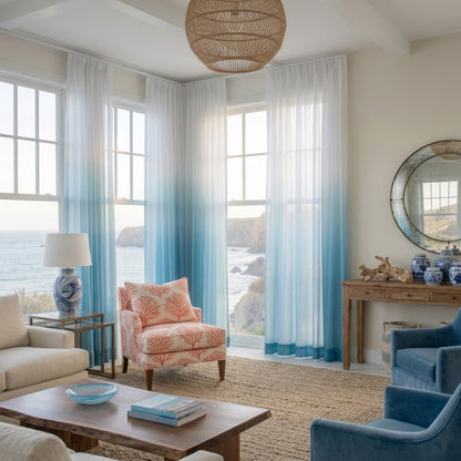 White to Blue Ombre Sheer Curtains