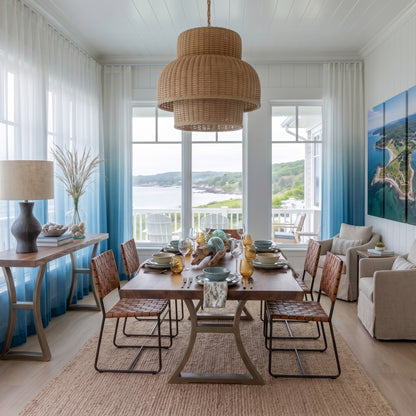 White to Blue Ombre Sheer Curtains