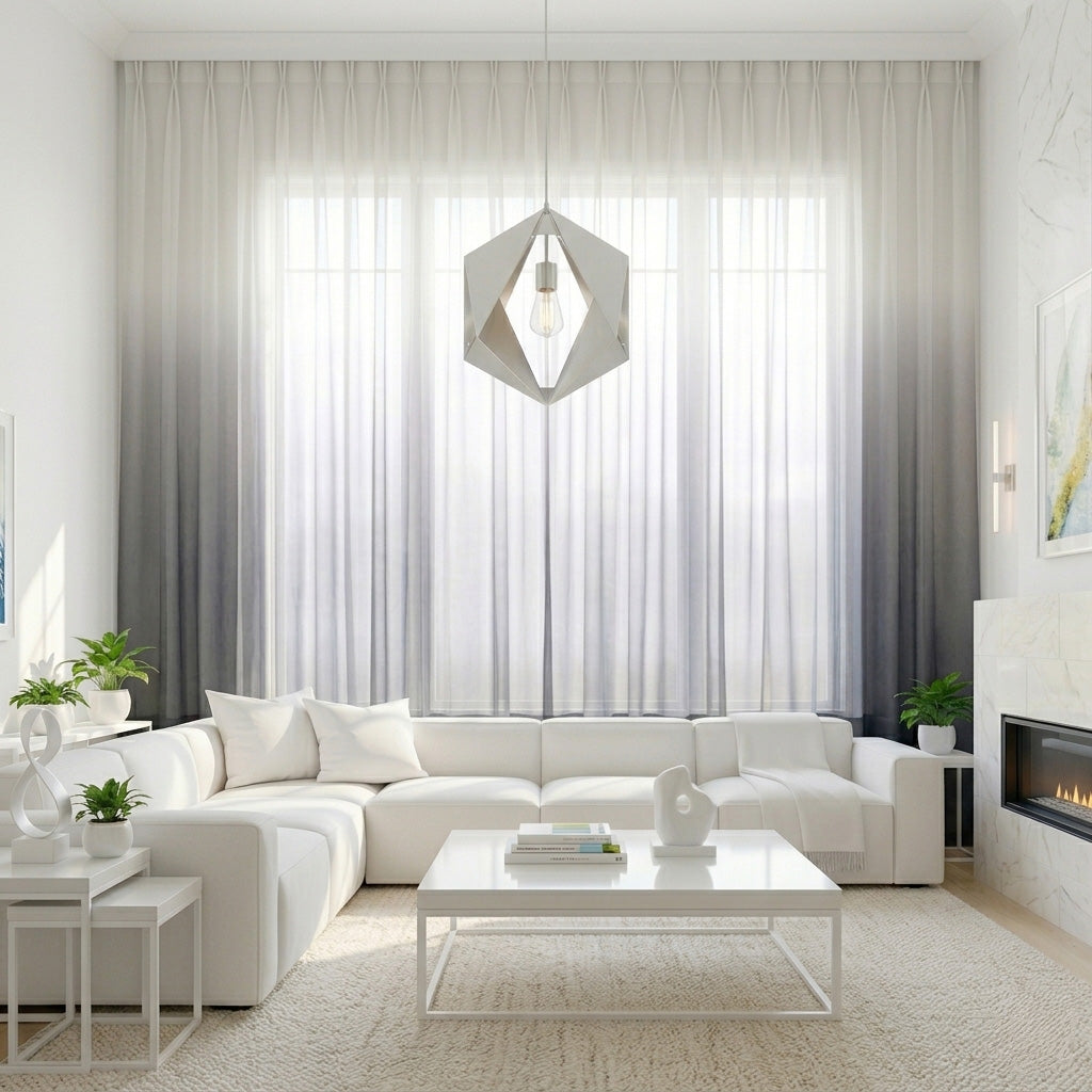 White to Grey Ombre Sheer Curtain