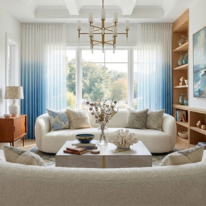 White to Blue Ombre Sheer Curtains