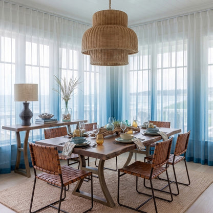 White to Blue Ombre Sheer Curtains